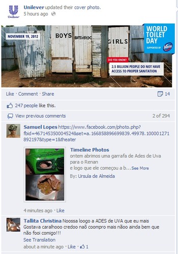 Consumidores estão inserem o link do caso em praticamente todos os posts da página da Unilever (Foto: Reprodução/Facebook)